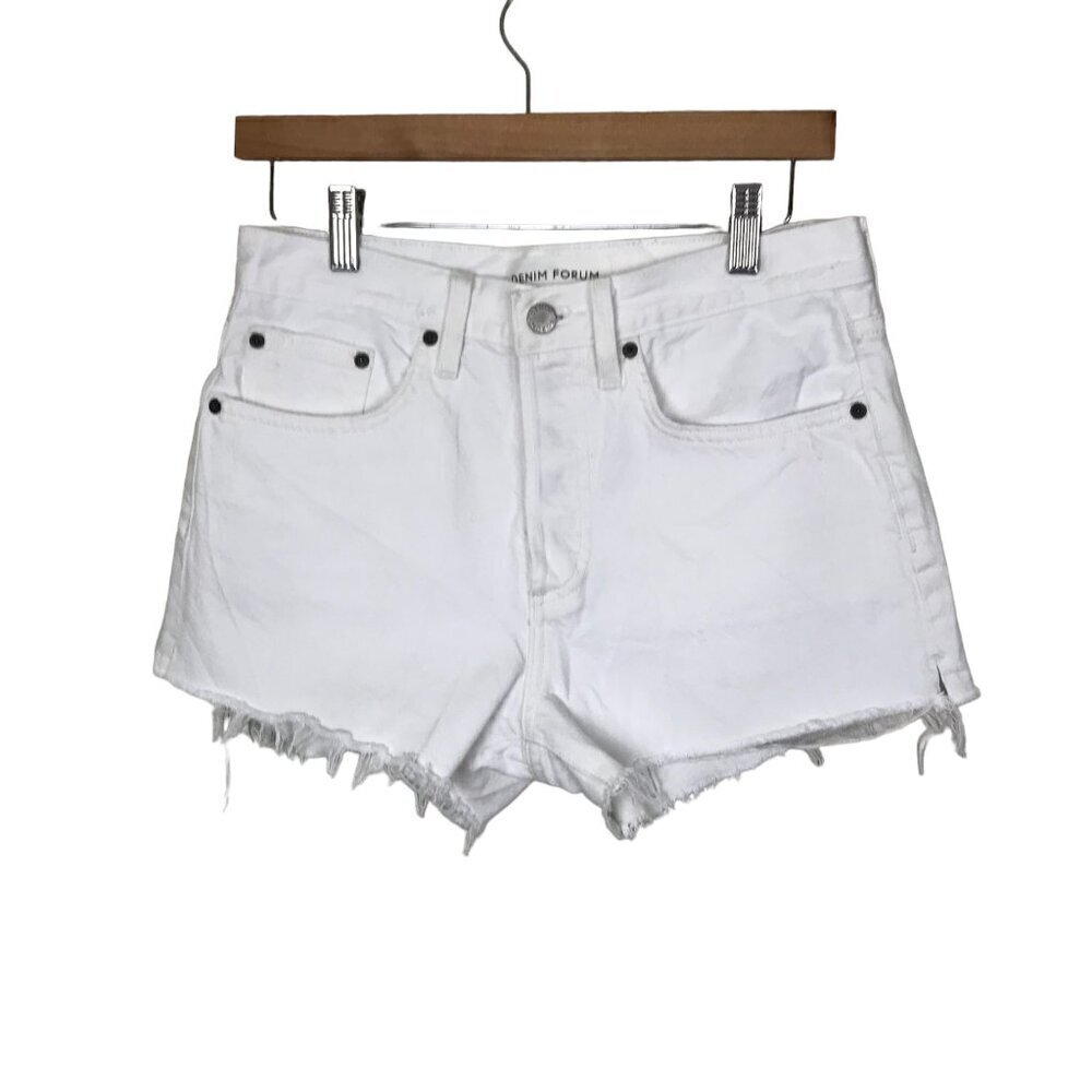 Aritzia Denim Forum  The Yoko High Rise  White Cut Off Shorts Size 26